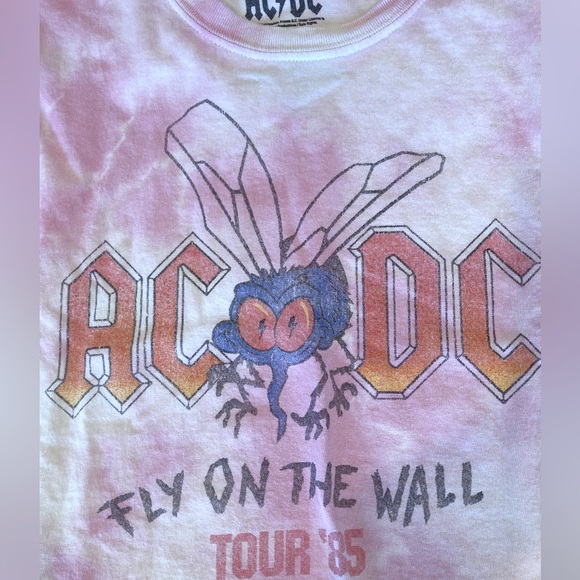 AC/DC Tie Dye Cropped Graphic Tee L - Picture 10 of 10